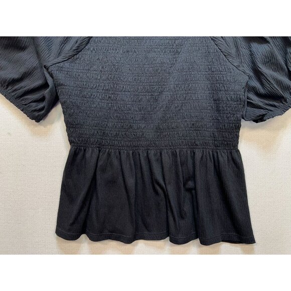 Old Navy Women's Off Shoulder Crop Top Puff Sleeve Smocked Back Size XL Black - Picture 8 of 8